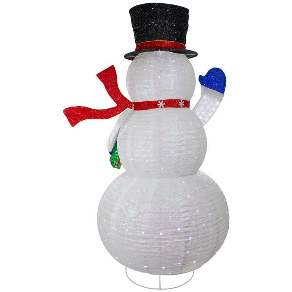 71" LED Lighted White Iridescent Twinkling Snowman Outdoor Christmas